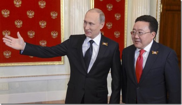 Putin and former Mongolian President E.