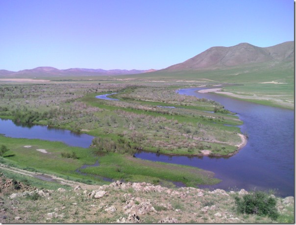Kherlen River wetlands at Gun Galuut Nature reserve 150 km east of UB by Simonov