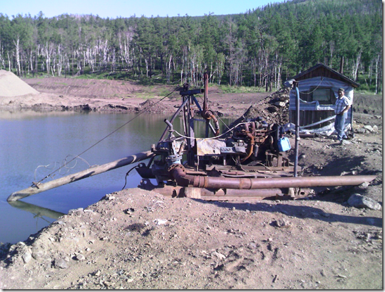 Placer gold mining site in northeastern Mongolia. (by Simonov)