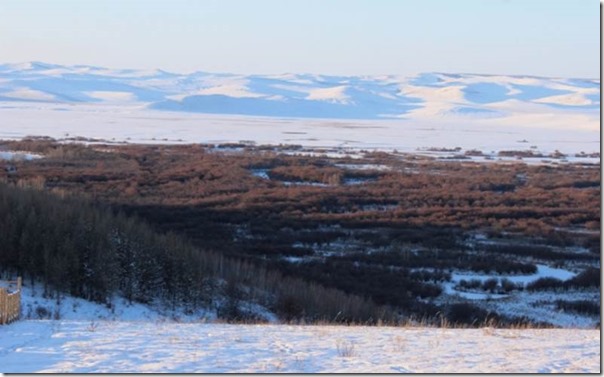 Erguna River Wetlands Reserve at Gen river valley spread over large coal deposit 