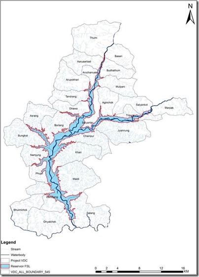 Map of the Budhi-Gandaki planned reservoir