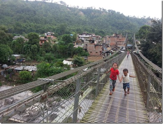 Children on Arughat bridge